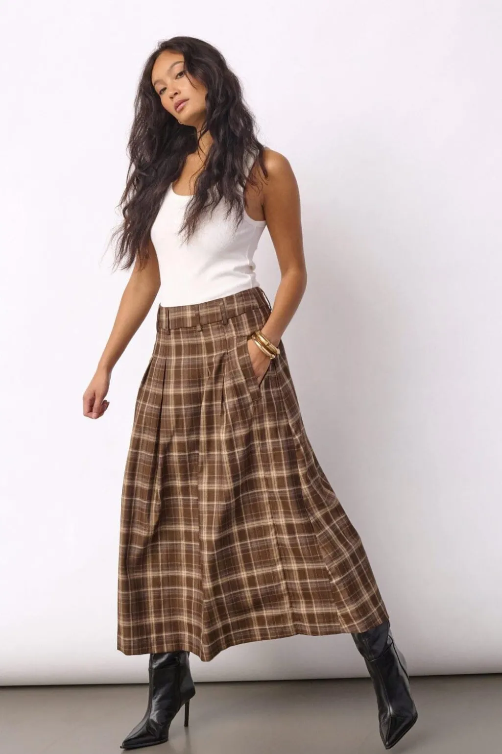 Dagnycc Anya Check Pleat Skirt 500071