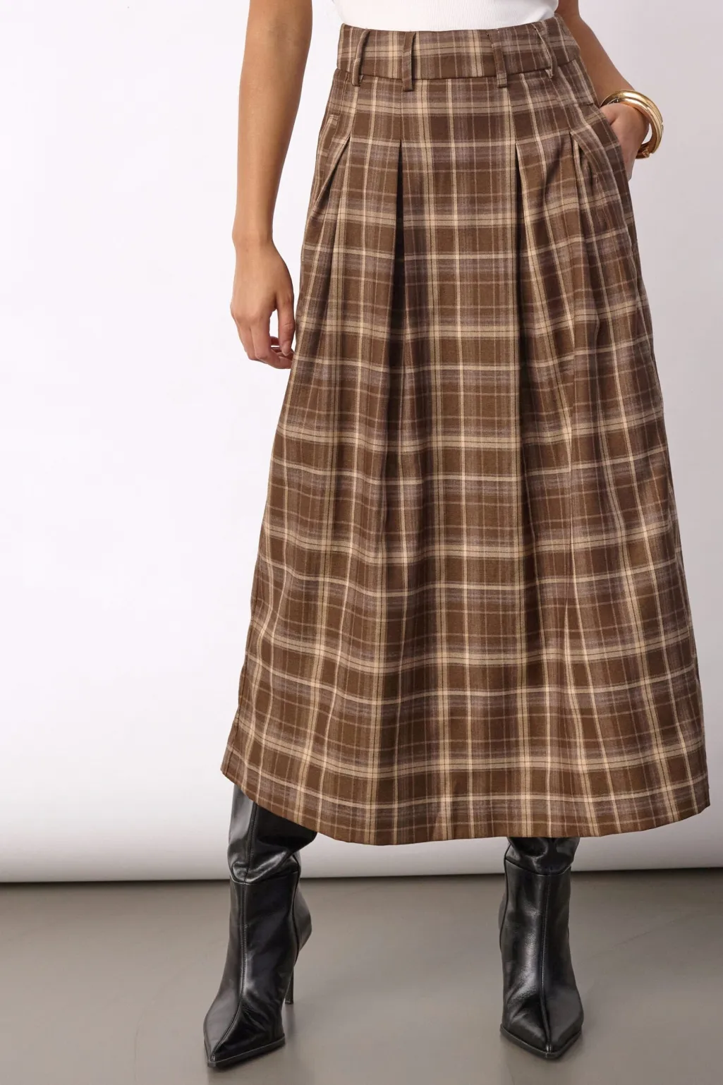 Dagnycc Anya Check Pleat Skirt 500071