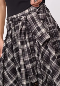 Dagnycc Check Tie Skirt 500069