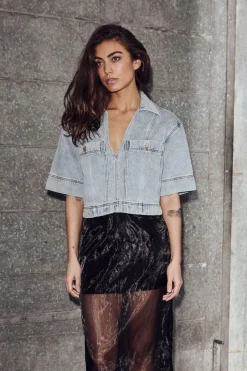Hladrew Denim Top HL10626