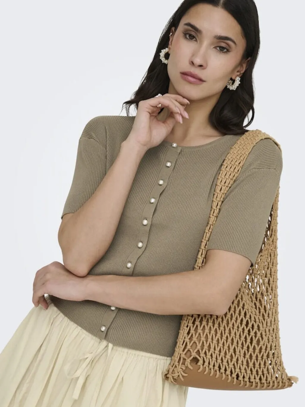 Jdygaby 2/4 O-Neck Pearl Cardigan Knt