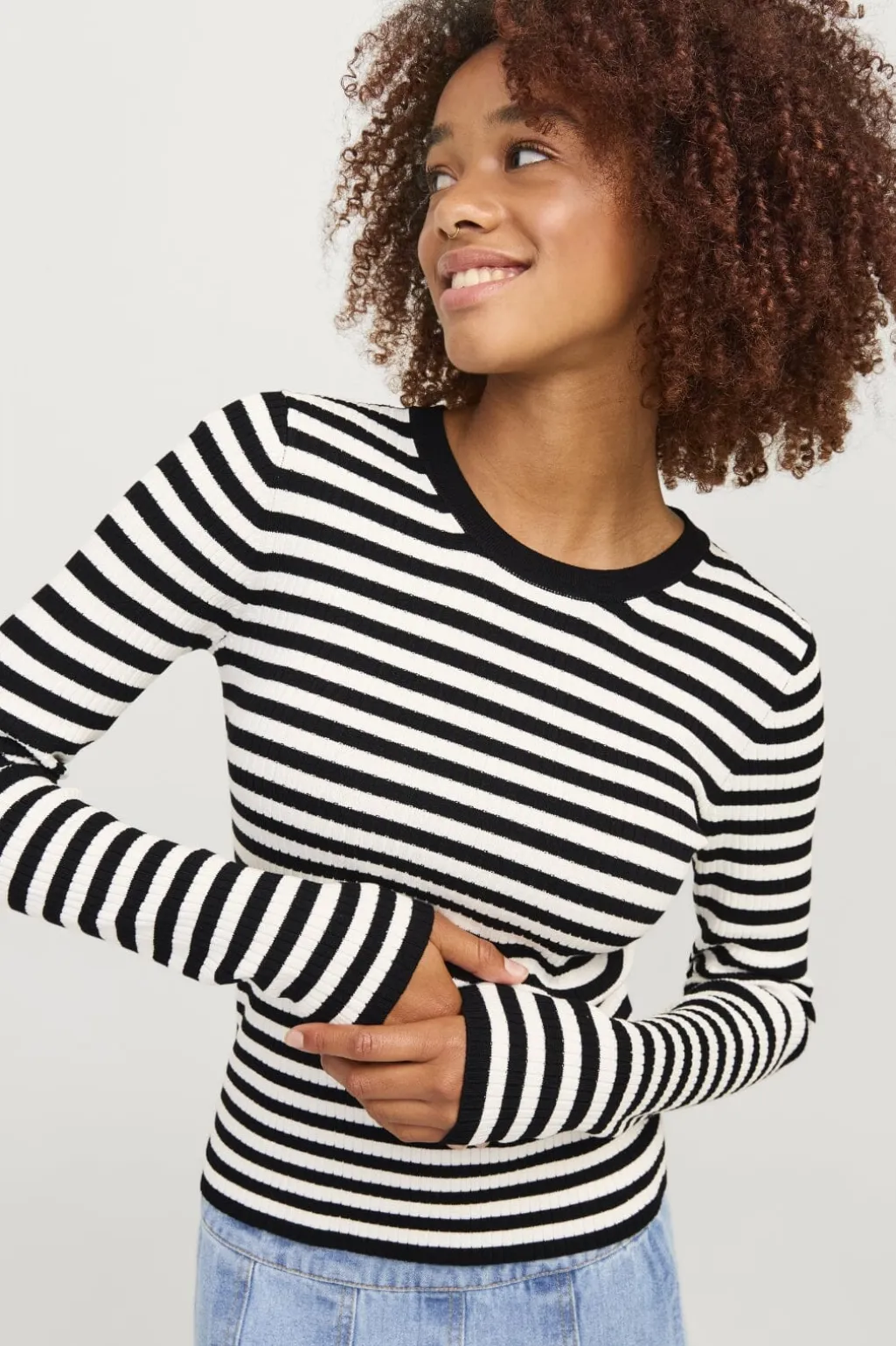 Jxjodi Tight Stripe Crew Neck Knit