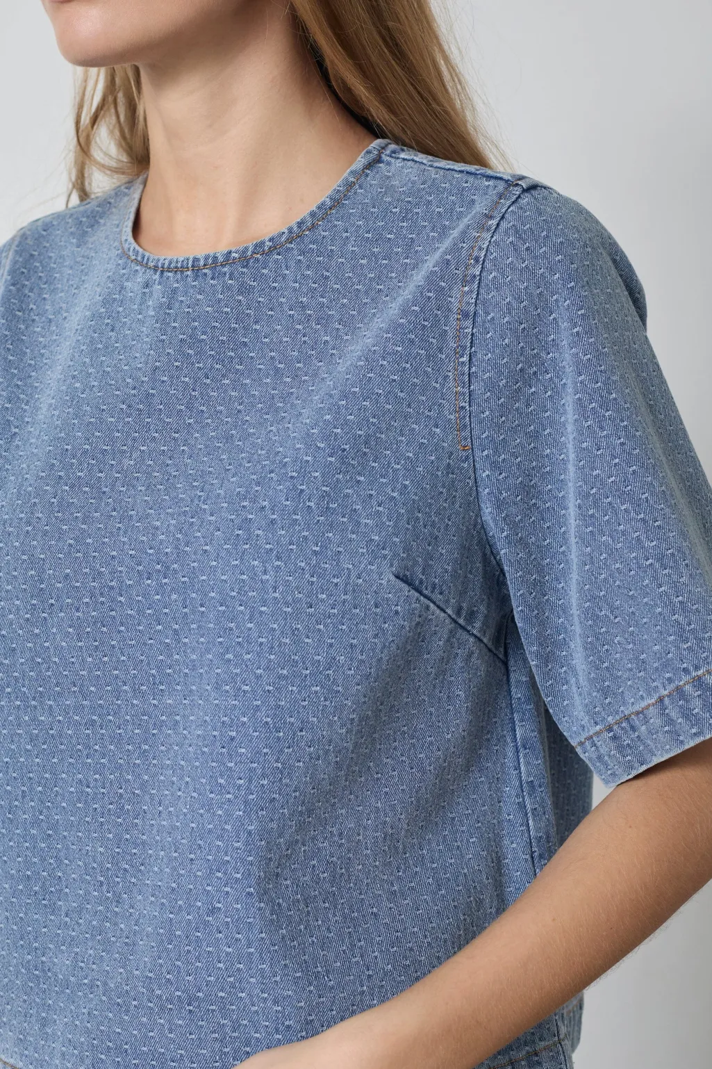 Lovacc Denim Ss Blouse 45080