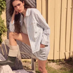 Mssanha Shorts Summer Stripe Blue