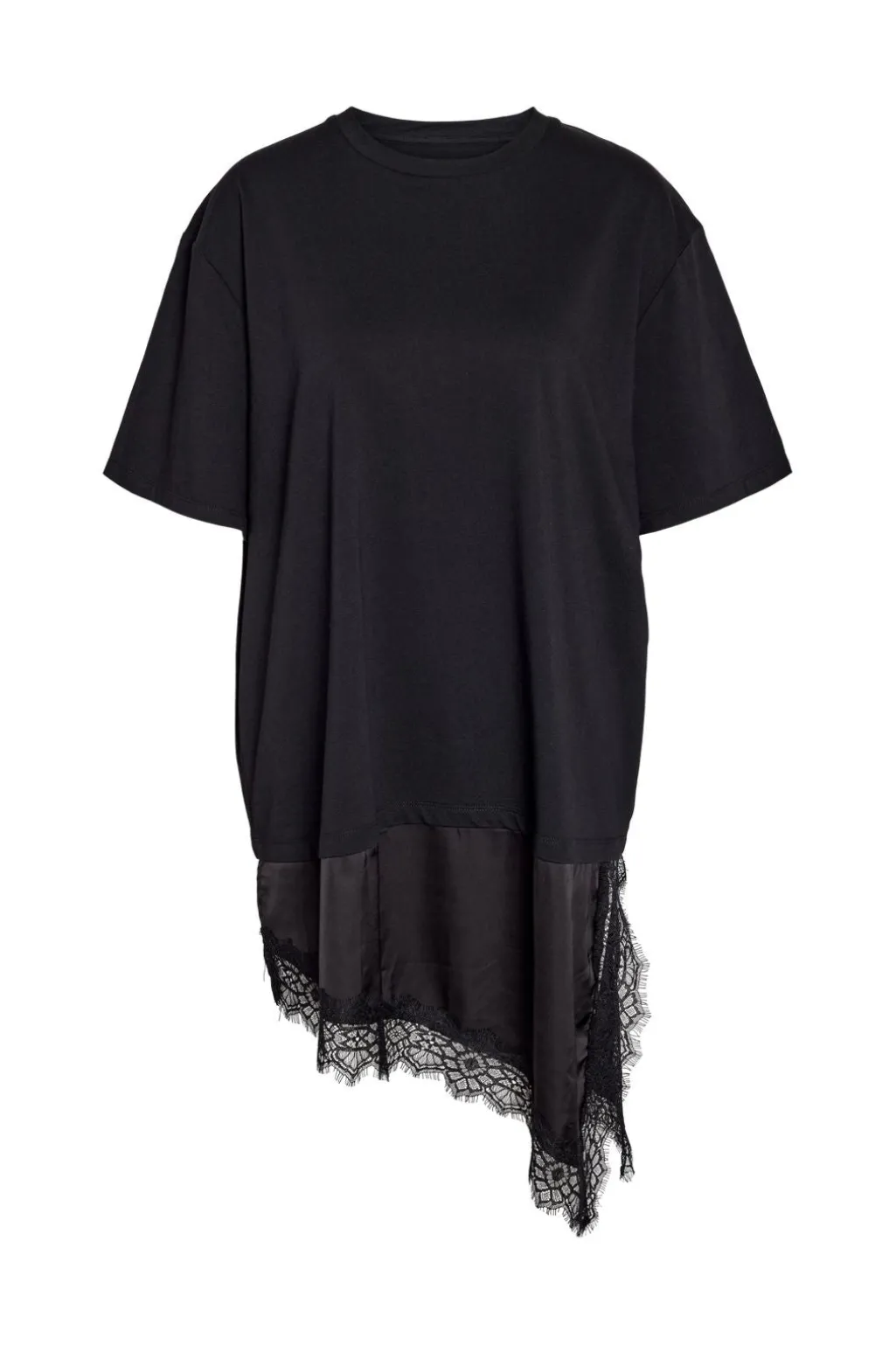 Nmfilla S/S Oversize Satin Lace T-Shirt