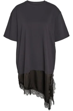 Nmfilla S/S Oversize Satin Lace T-Shirt