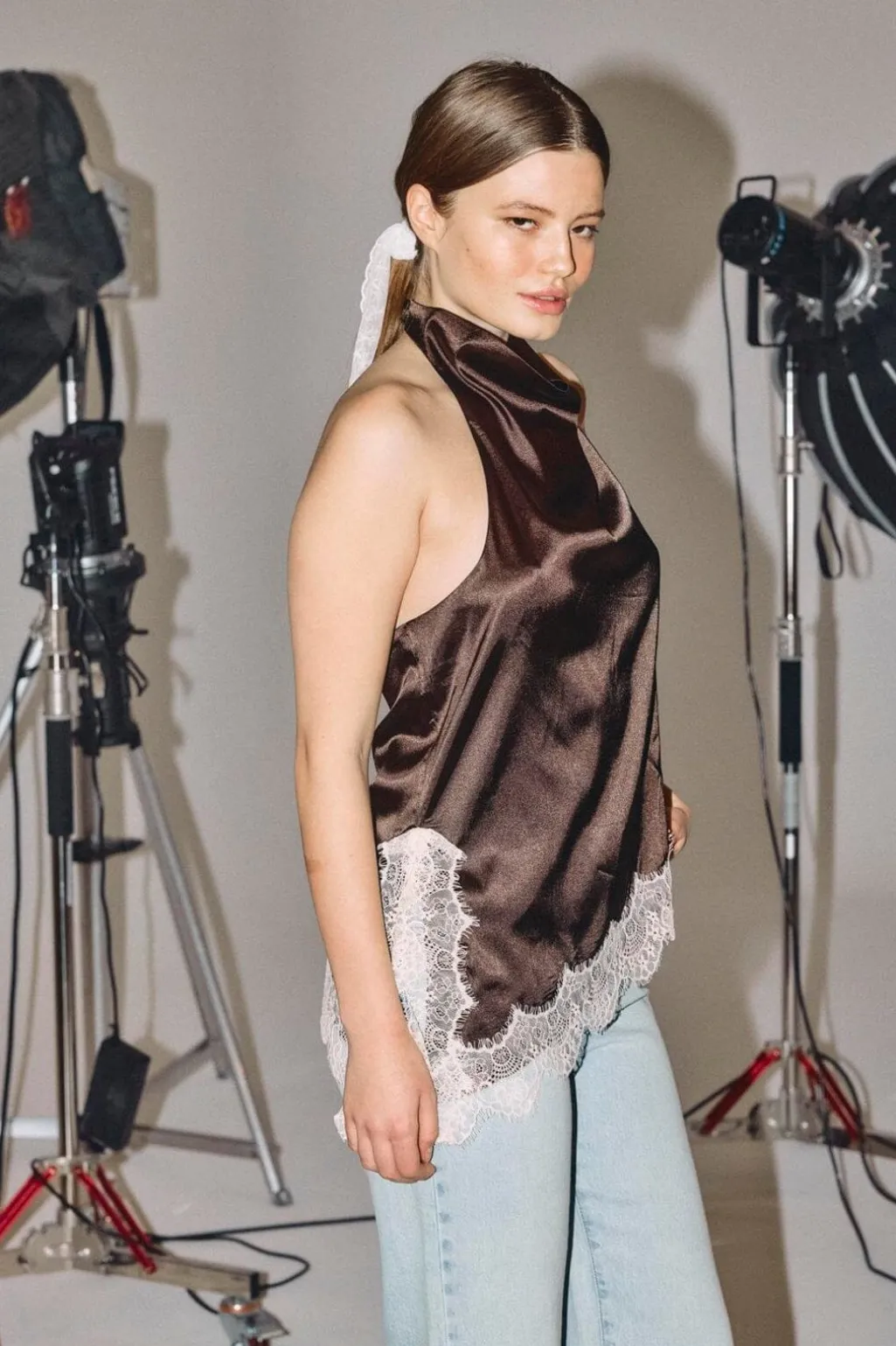 Nmsofie Halterneck Assym Satin Top