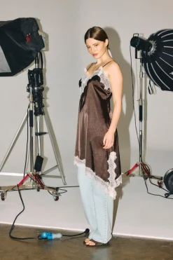Nmsofie S/L Satin Lace Dress /Tnt8