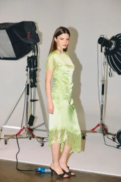 Nmwren S/S Satin Lace Long Dress