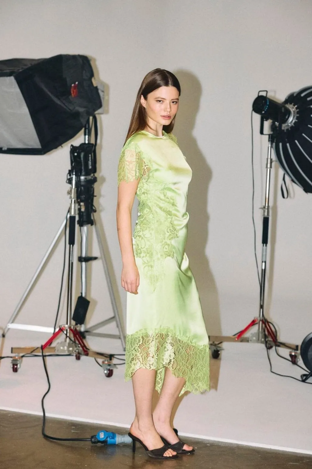 Nmwren S/S Satin Lace Long Dress