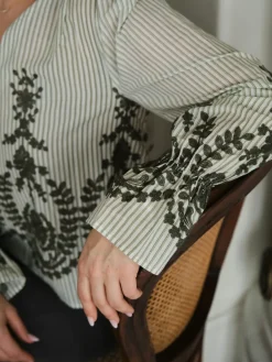Nnamara Stripe Emb Blouse 163363