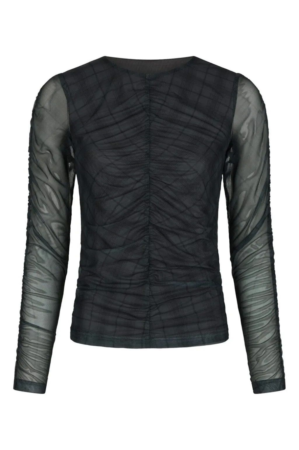 Nnbea Check Mesh Blouse 167294
