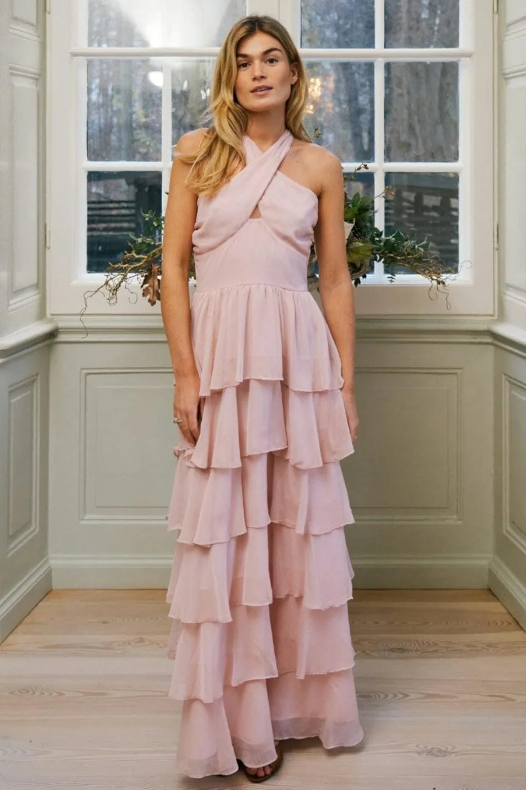 Nncleoni Solid Chiffon Dress 167394