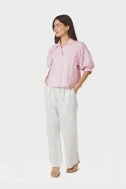 Nnetta Soft Stripe Stone Shirt 166416