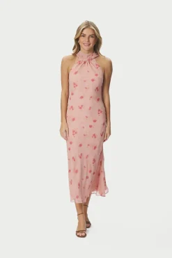Nnfiona Blurred Flower Halter Neck Dress 167918