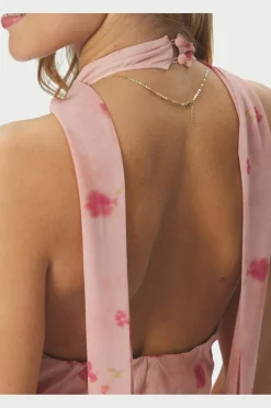Nnfiona Blurred Flower Halter Neck Dress 167918