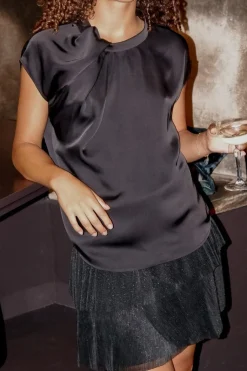 Nnfleur Drapy Satin Blouse