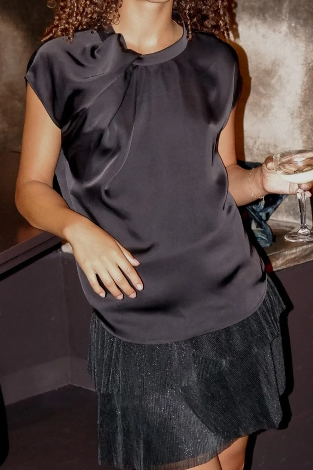 Nnfleur Drapy Satin Blouse