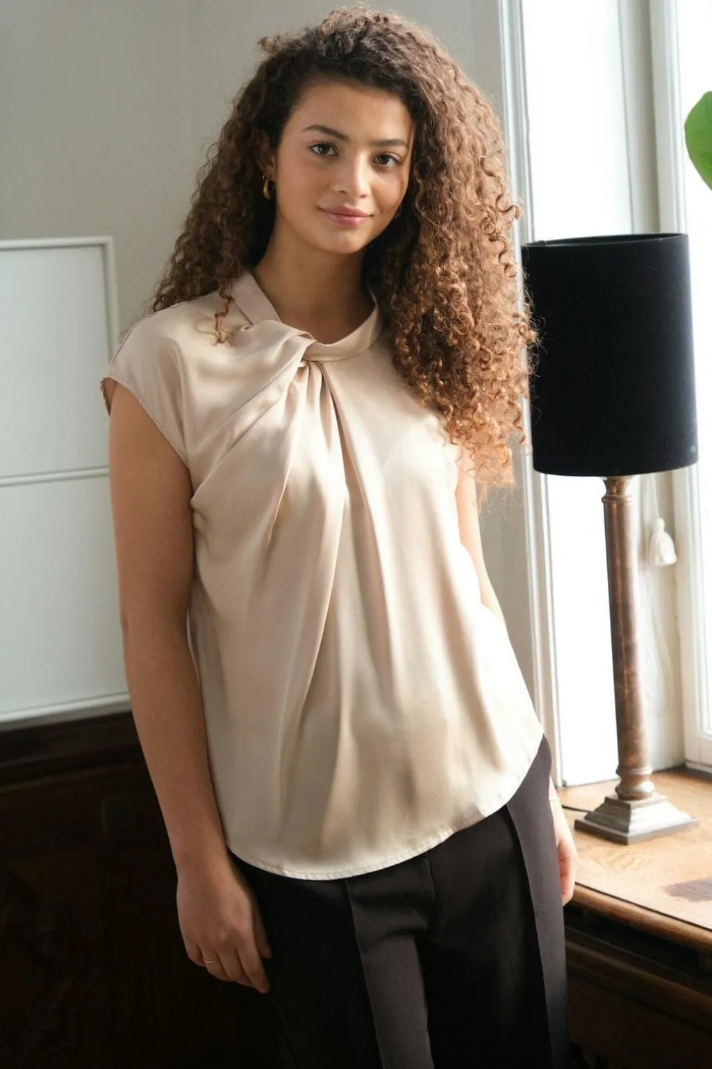 Nnfleur Drapy Satin Blouse