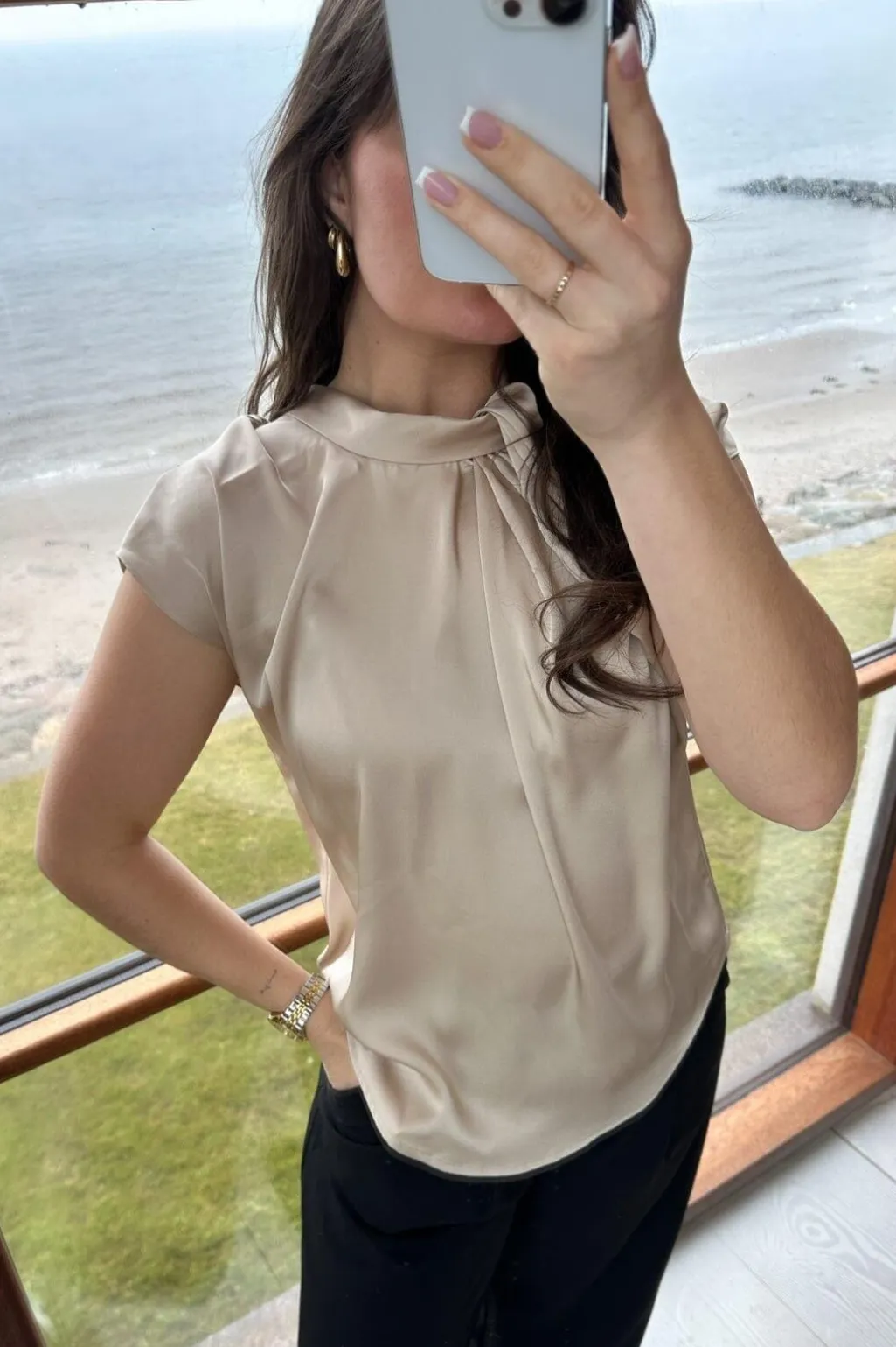 Nnfleur Drapy Satin Blouse