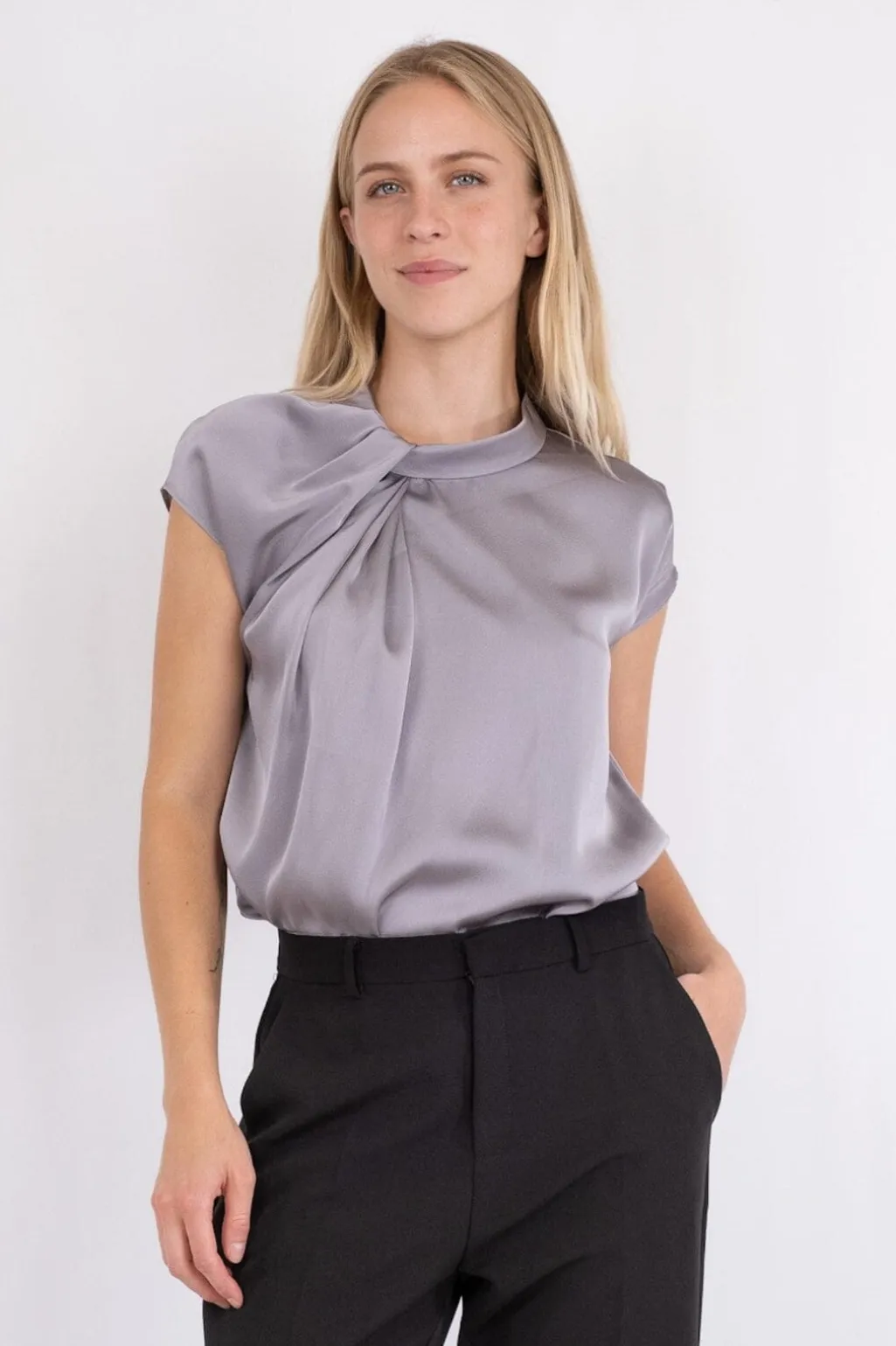 Nnfleur Drapy Satin Blouse
