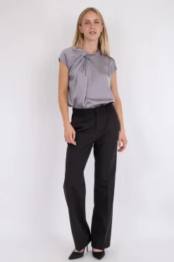 Nnfleur Drapy Satin Blouse