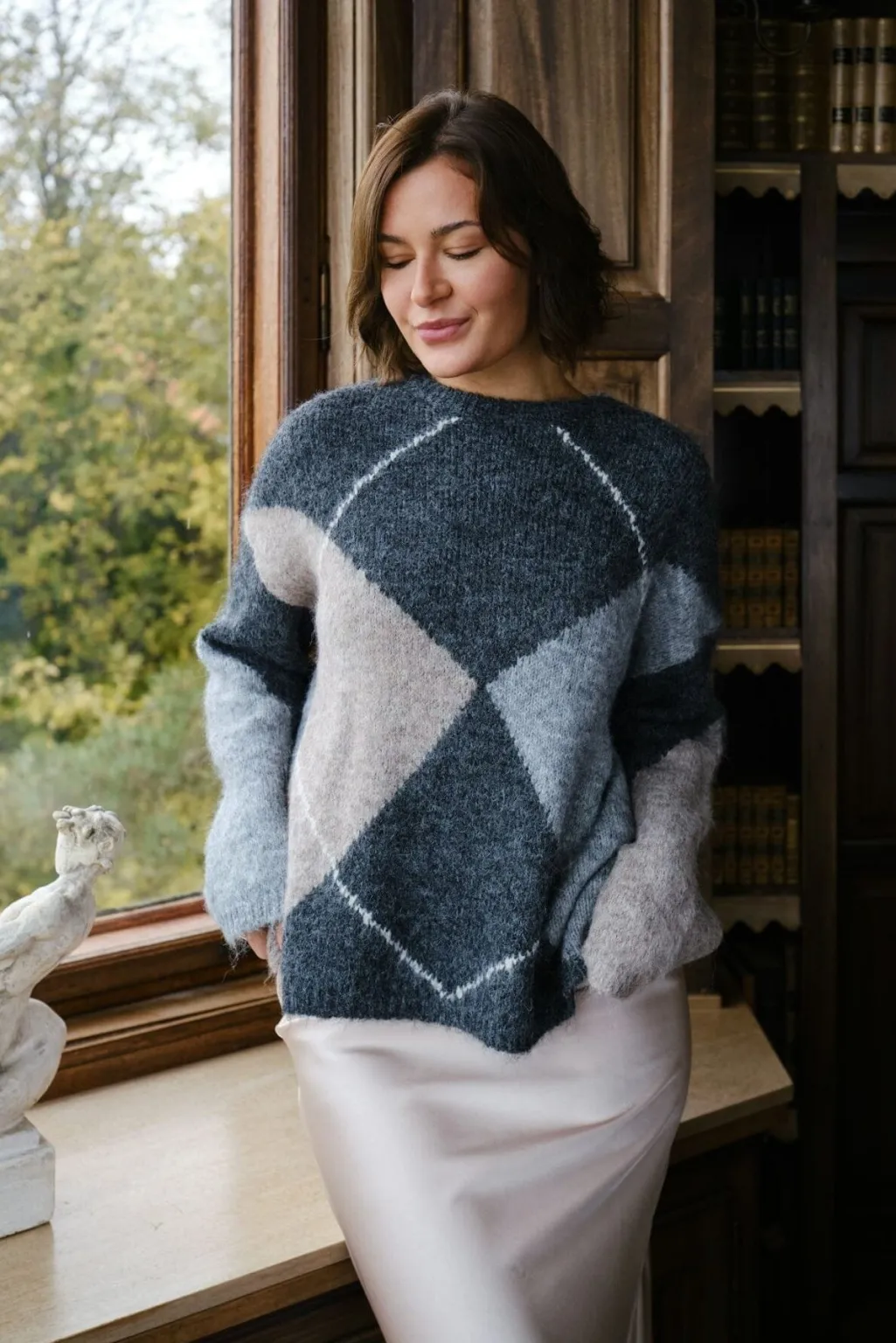Nninga Check Fluff Knit Blouse 165205