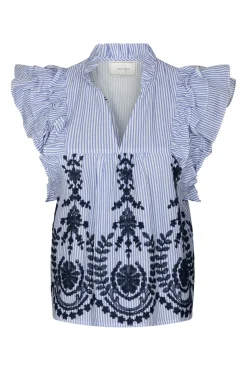 Nnjayla Stripe Embroidery Top 168997