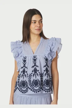 Nnjayla Stripe Embroidery Top 168997