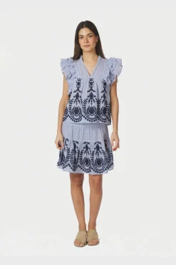 Nnjayla Stripe Embroidery Top 168997