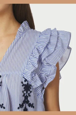 Nnjayla Stripe Embroidery Top 168997