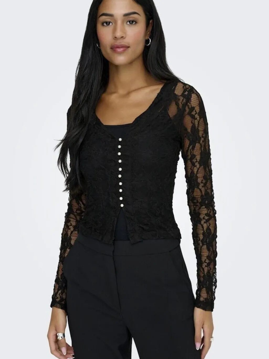 Onlalba L/S V-Neck Lace Top