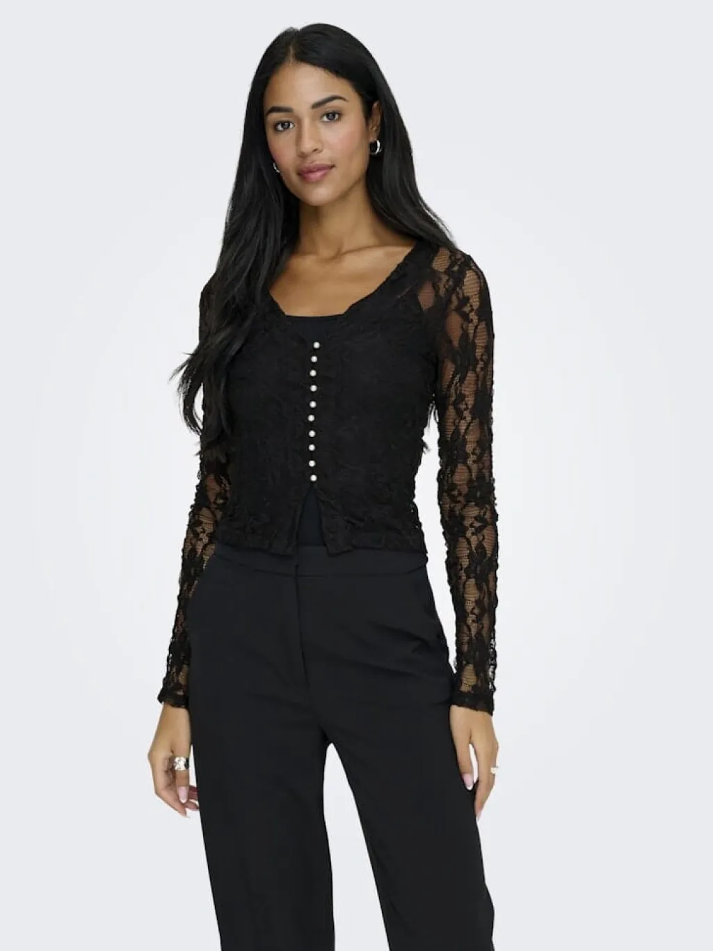 Onlalba L/S V-Neck Lace Top