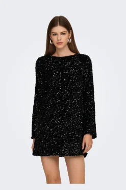 Onlanika Sequins Ls Bow Dress
