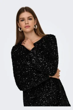 Onlanika Sequins Ls Bow Dress