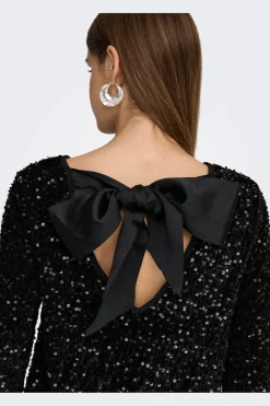 Onlanika Sequins Ls Bow Dress