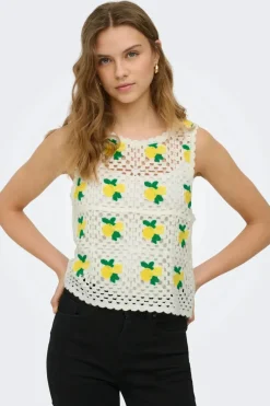 Onlemma Sl O-Neck Crochet Top Knt