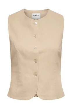 Onlgoa S/L Linen Bl Waistcoat Cc Tlr