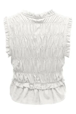 Onlgoa S/S Linen Bl Frill Top Cc