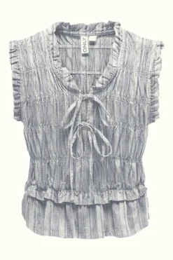 Onlgoa S/S Linen Bl Frill Top Cc