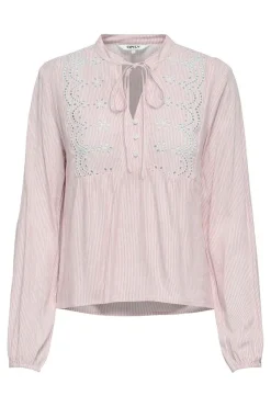 Onllennyo Ls Embroid V-Neck Top
