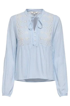 Onllennyo Ls Embroid V-Neck Top