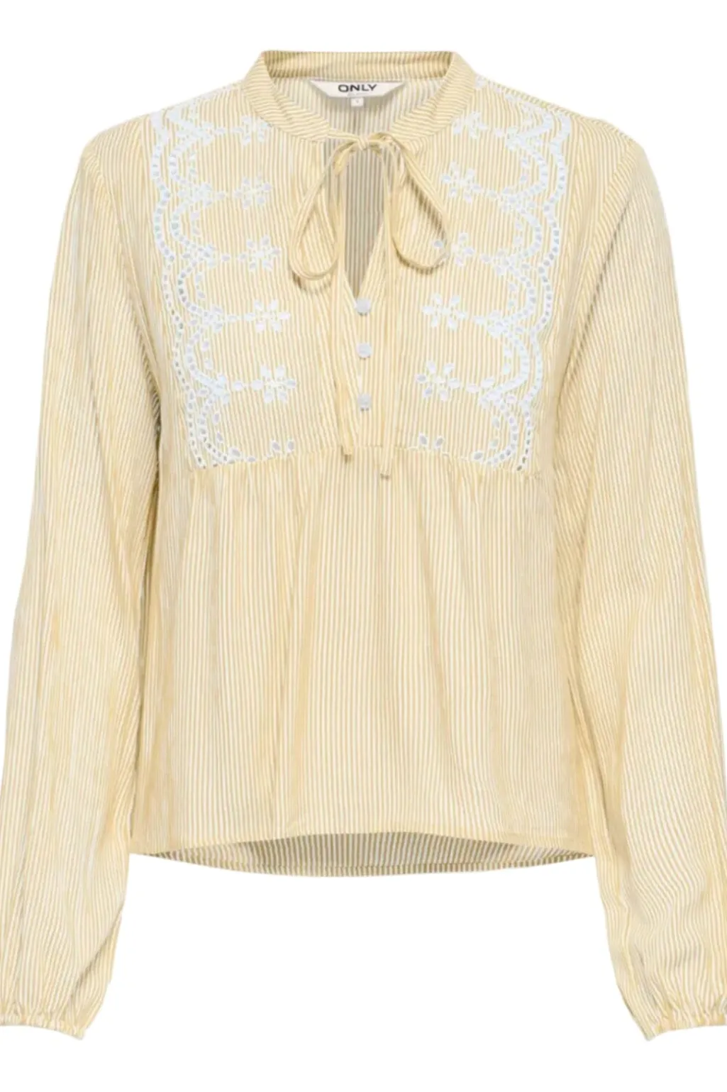 Onllennyo Ls Embroid V-Neck Top