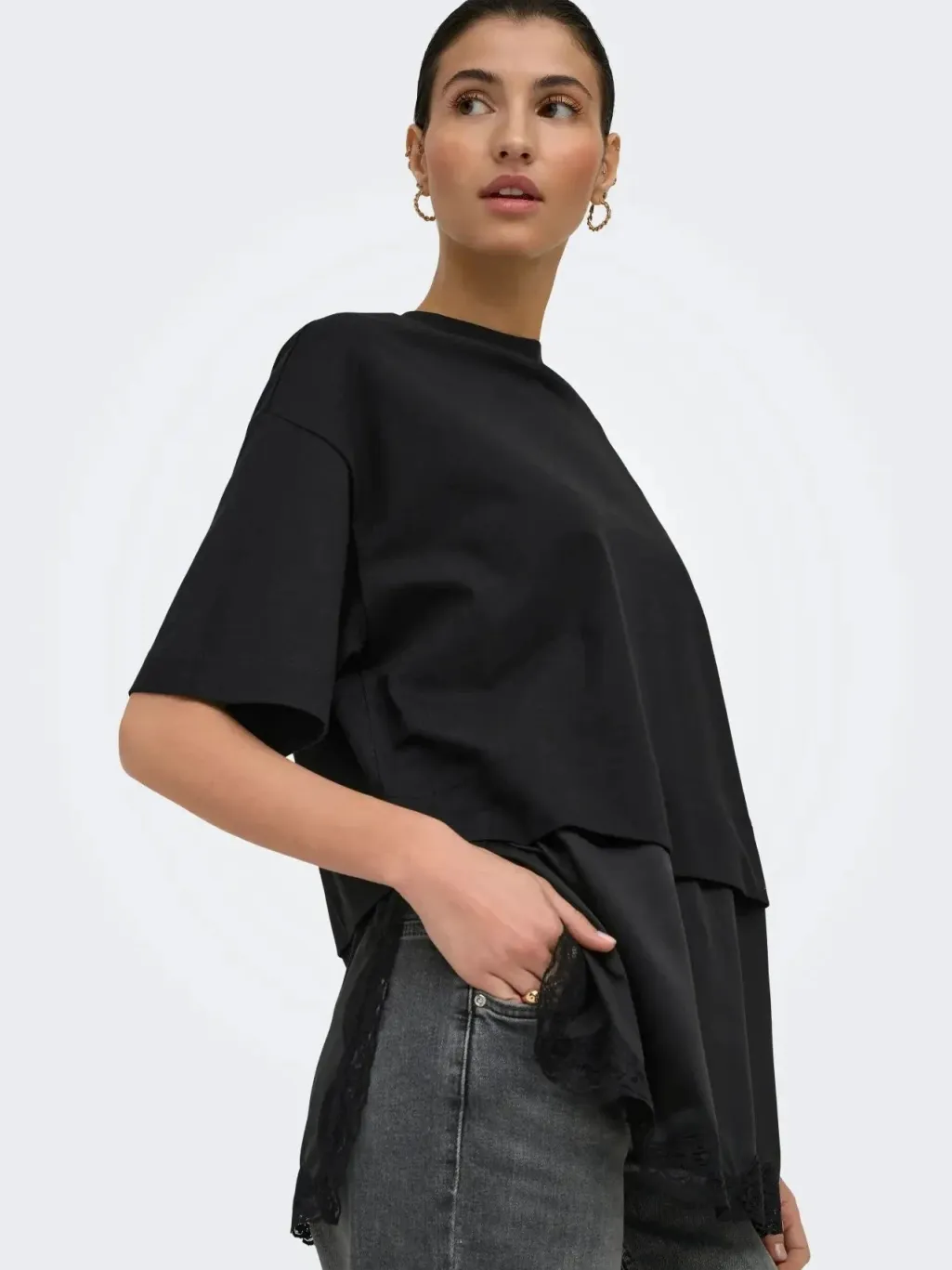 Onlmexa S/S Tee Lace Top