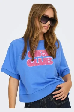 Onlsina S/S O-Neck Terry Emb Swt