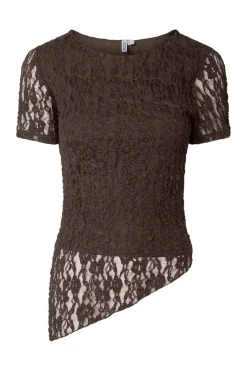 Pcariana Ss Asymmetric Lace Top