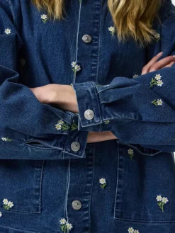 Pcflora Ls Denim Emb Shirt