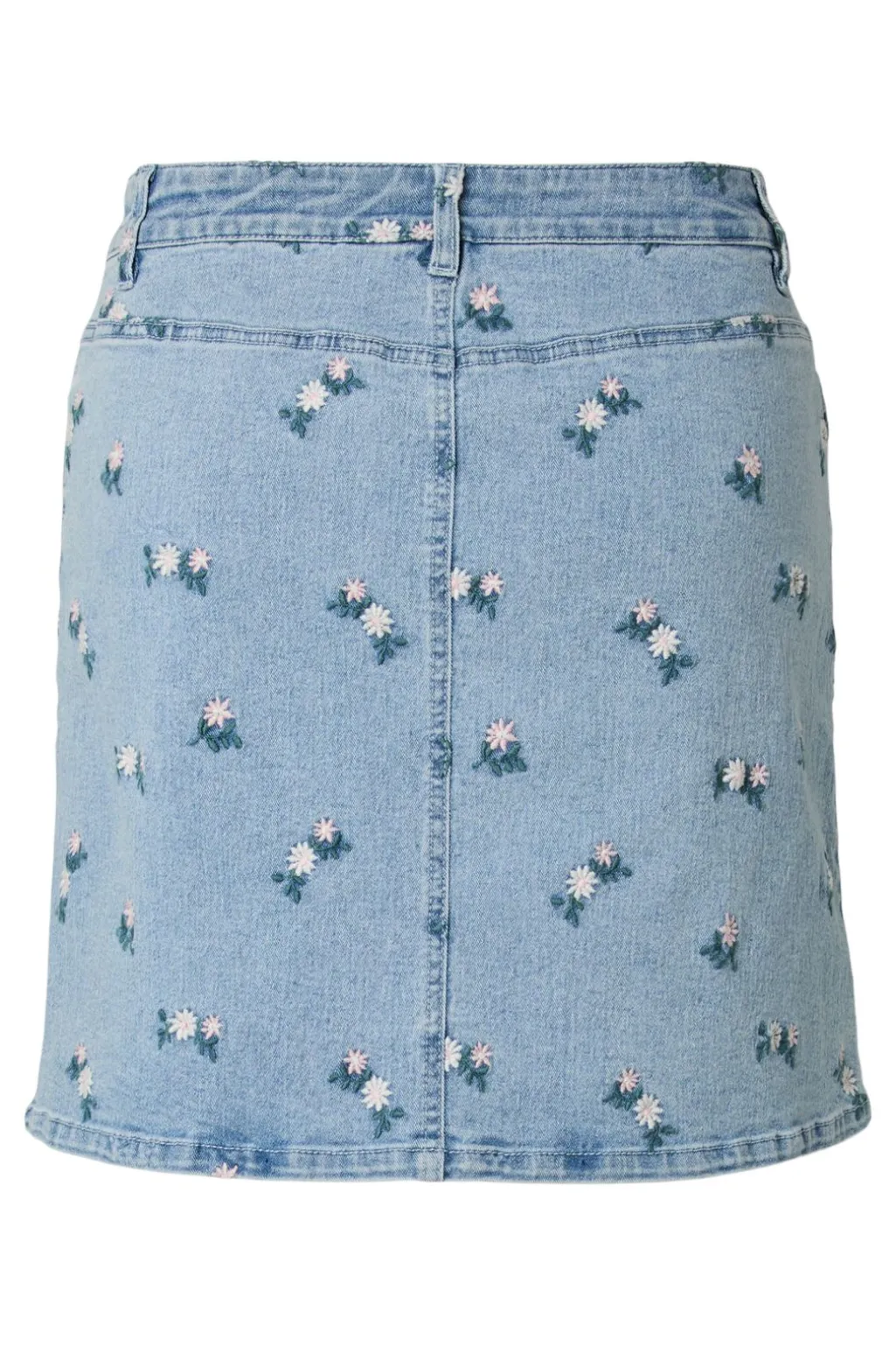 Pcflora Short Denim Emb Skirt