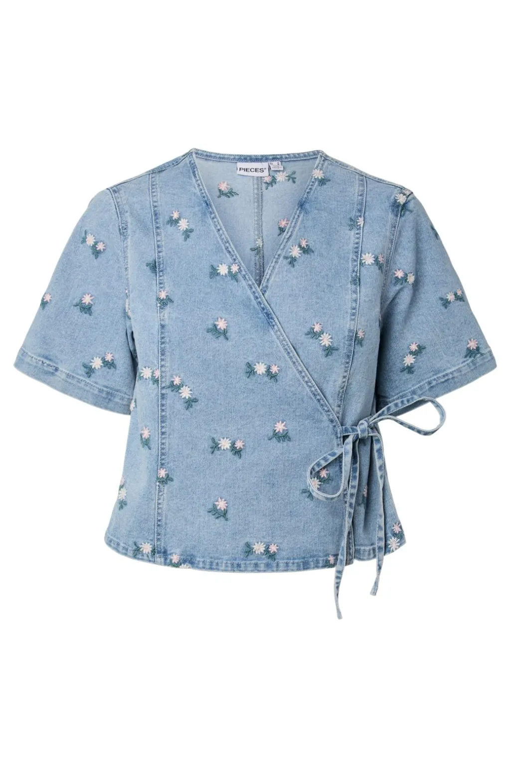 Pcflora Ss Wrap Emb Shirt
