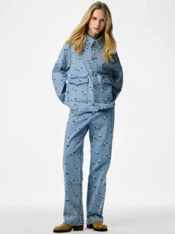 Pcflora Straight Emb Jeans